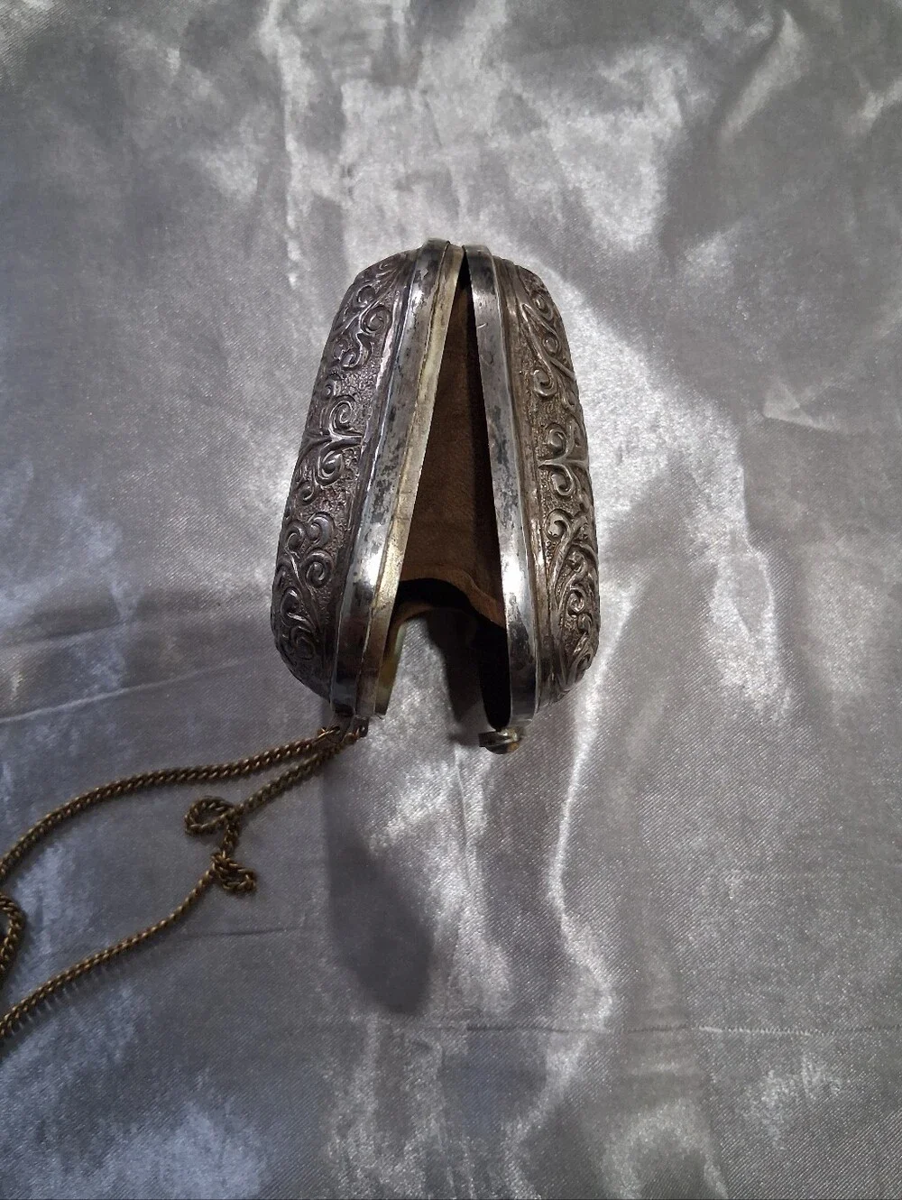 Gold and Silver Ornate Metal Crossbody Bag